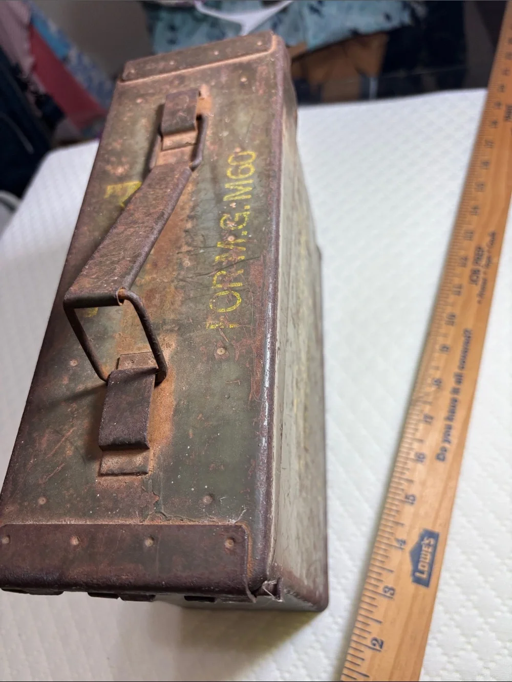 Vintage Olive Green Metal Ammo Box Storage Case